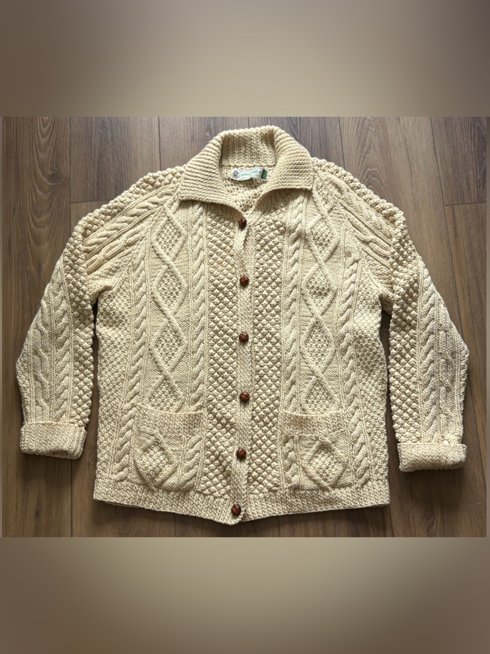 INIS CRAFTS 100%‎ Pure New Wool Cable Knit Sweater Ireland Men’s M/ Women’s L